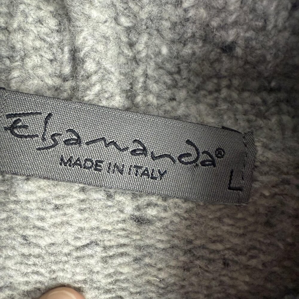 Elsamanda Sweater Womens Large Gray Cowl Neck Pullover Knit Made in Italy Soft - Picture 5 of 7